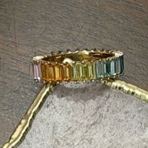 BaubleBar Mini Alidia Rainbow Baguette Ring | Size 8